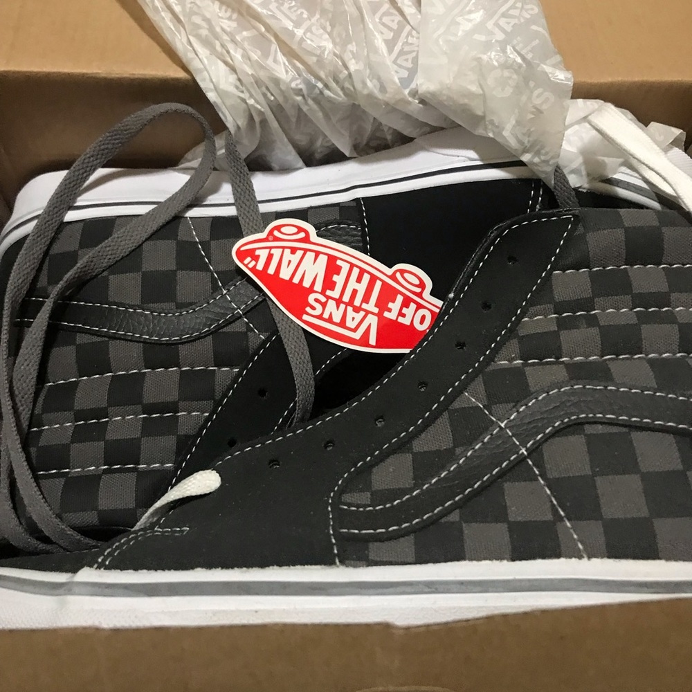 Vans Sk8-Hi 9 M US Men, Black/Pewter Checkerboard